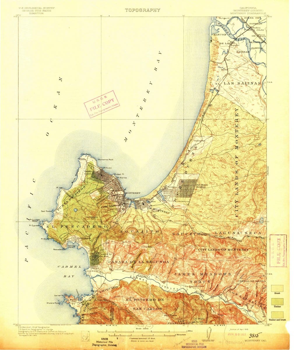 1913 Monterey, CA  - California - USGS Topographic Map