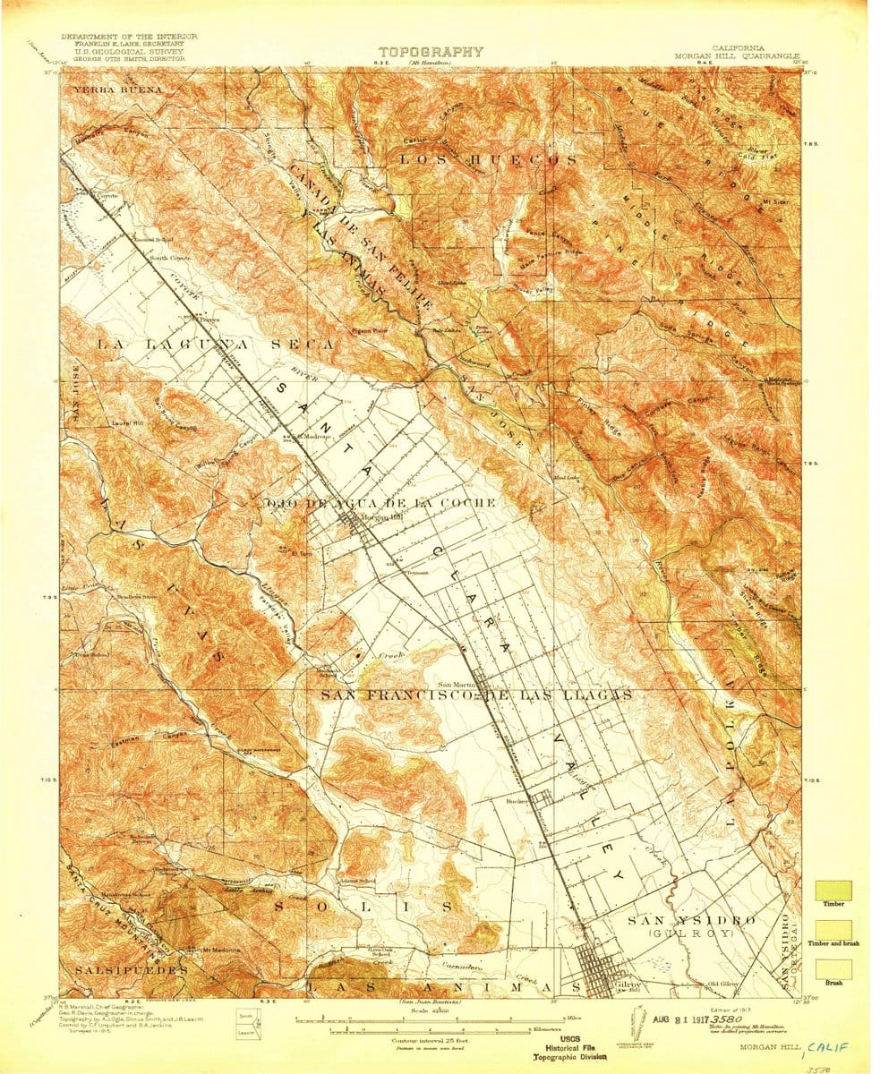 1917 Morgan Hill, CA  - California - USGS Topographic Map