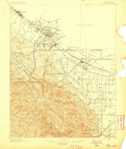 1897 Palo Alto, CA  - California - USGS Topographic Map
