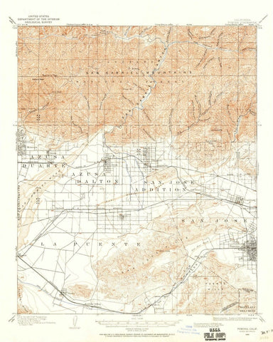1894 Pomona, CA  - California - USGS Topographic Map