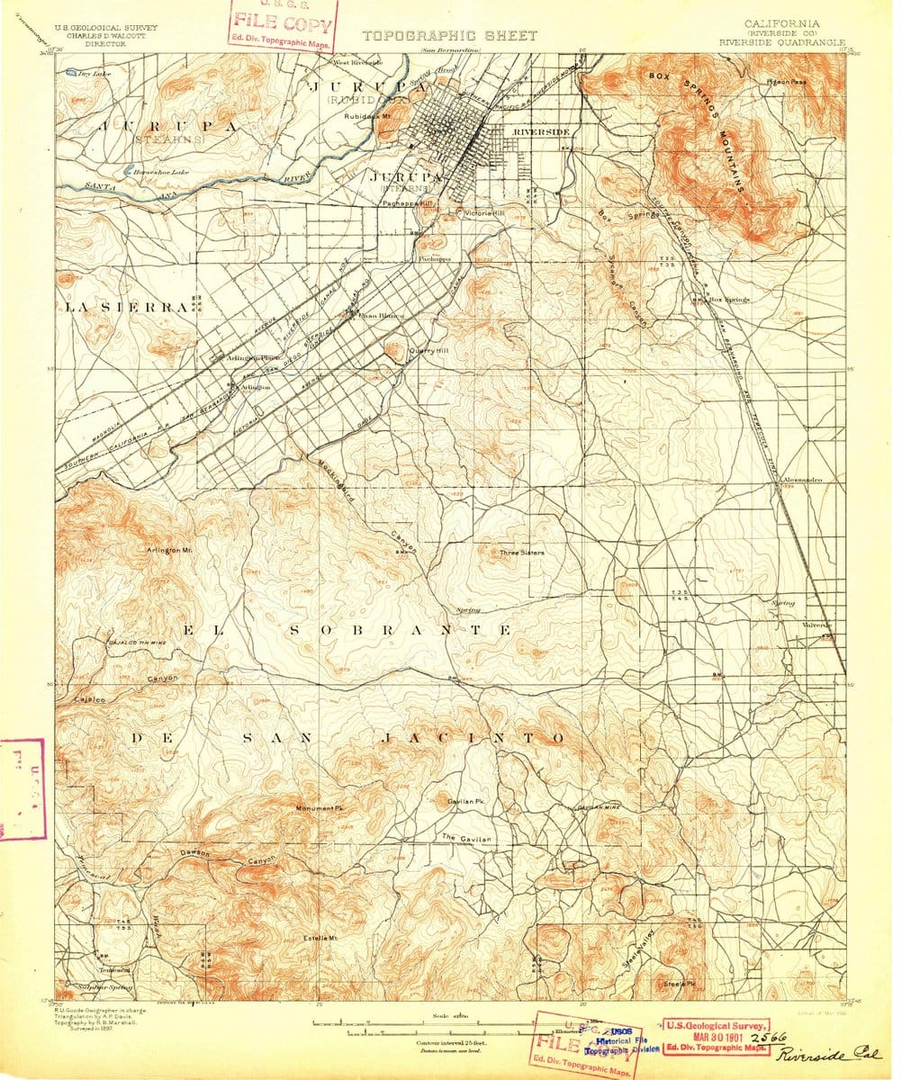 1901 Riverside, CA  - California - USGS Topographic Map