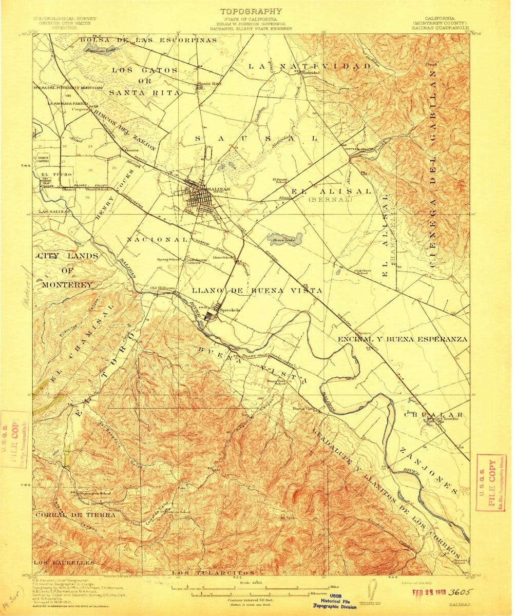 1912 Salinas, CA  - California - USGS Topographic Map