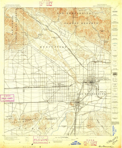 1896 San Bernardino, CA  - California - USGS Topographic Map