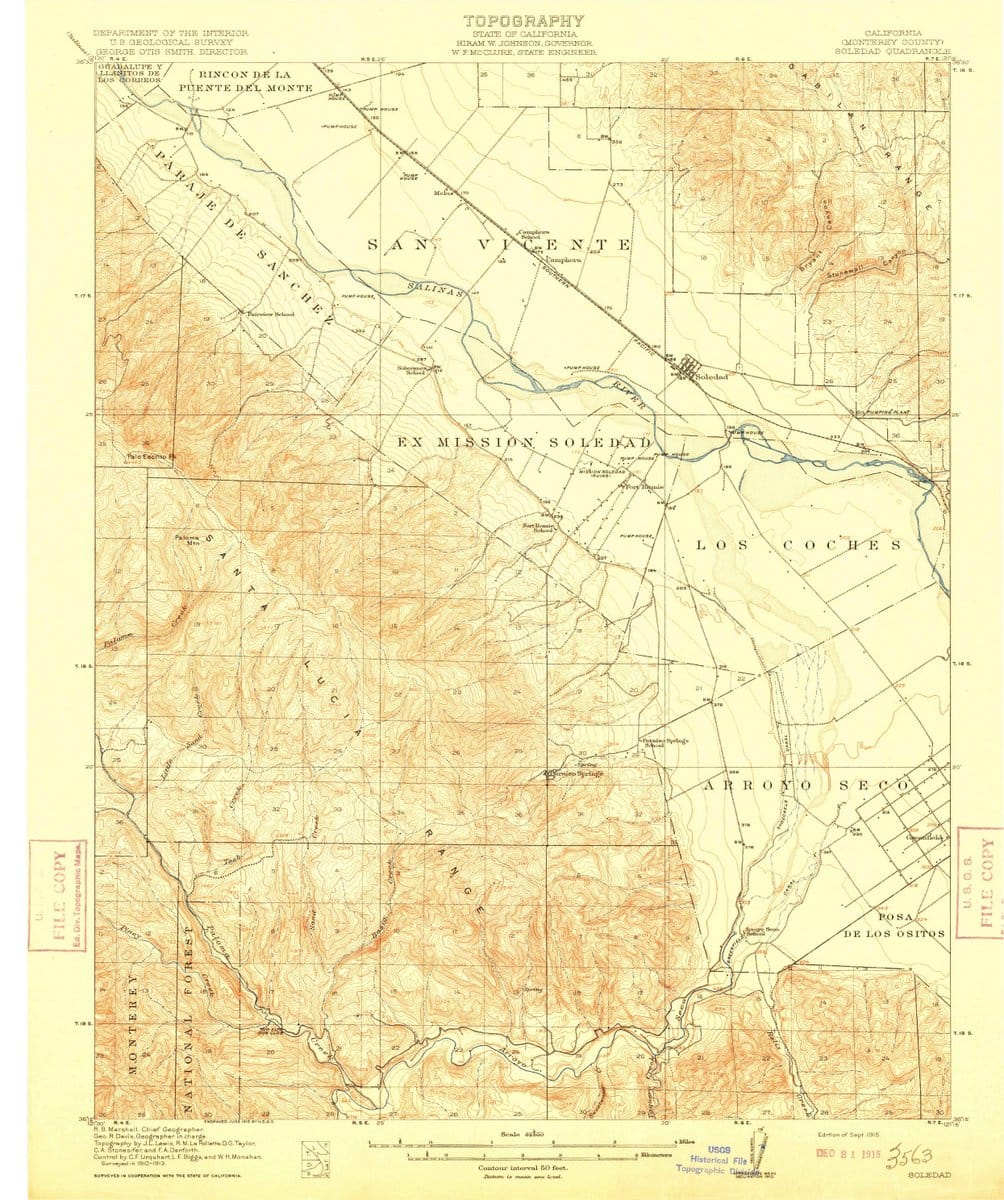 1915 Soledad, CA  - California - USGS Topographic Map