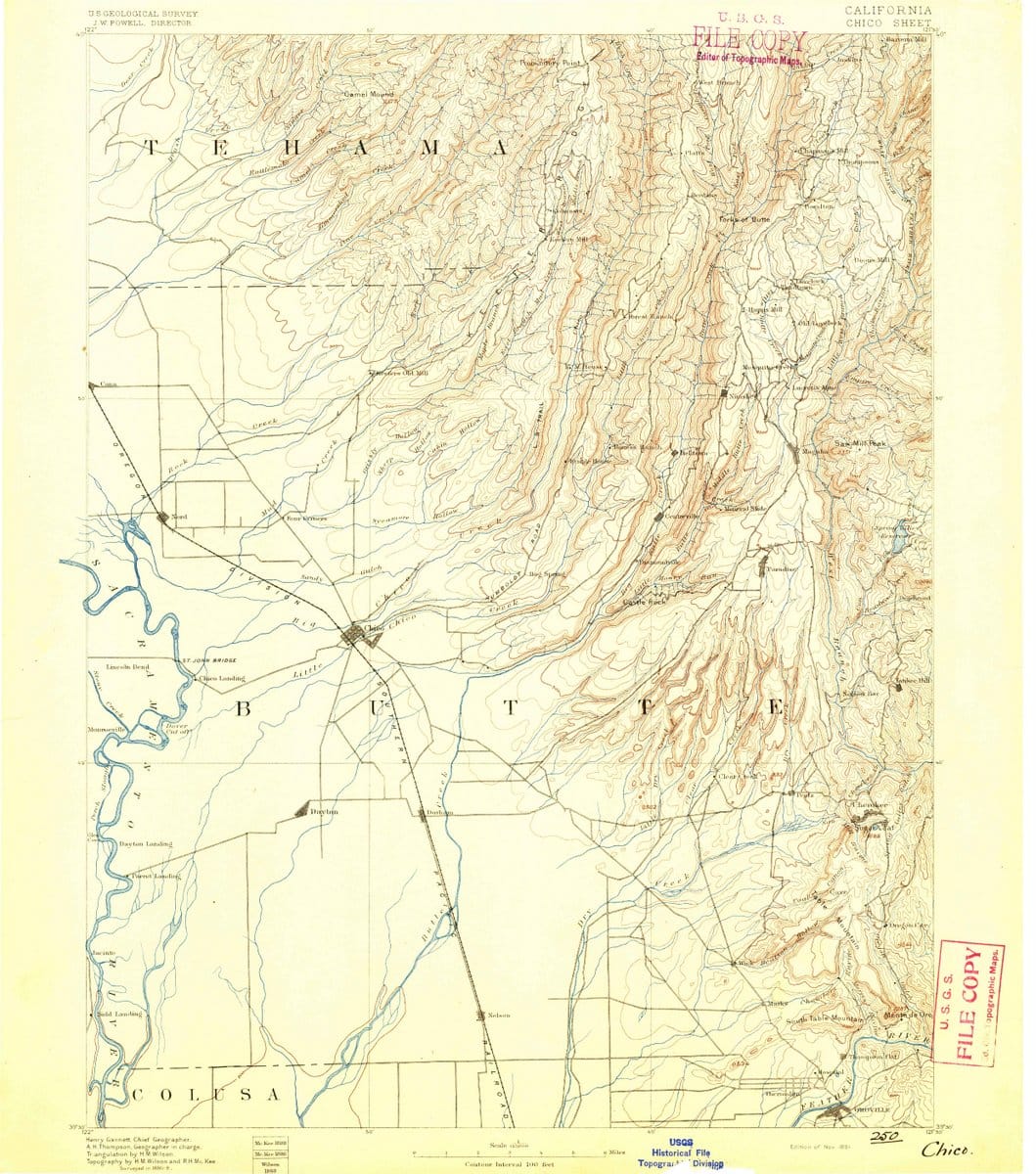 1891 Chico, CA  - California - USGS Topographic Map