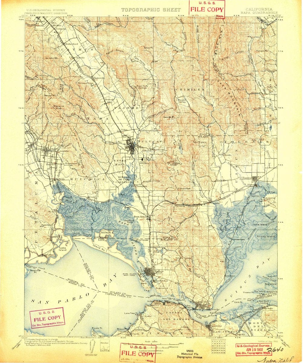 1902 Napa, CA  - California - USGS Topographic Map
