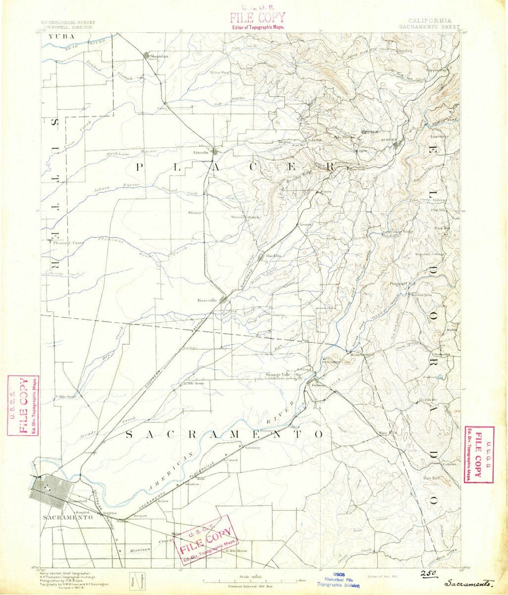 1891 Sacramento, CA  - California - USGS Topographic Map