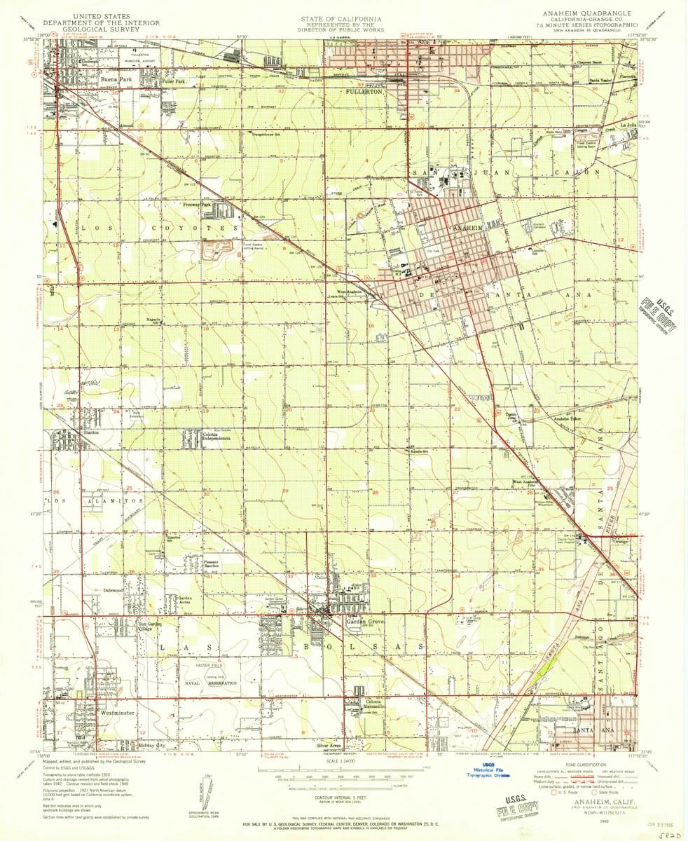 1949 Anaheim, CA  - California - USGS Topographic Map