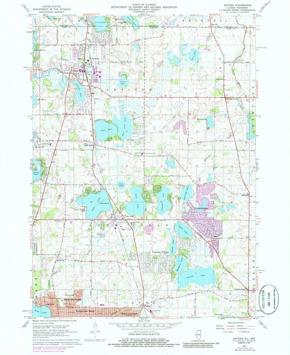 1960 Antioch, IL  - Illinois - USGS Topographic Map