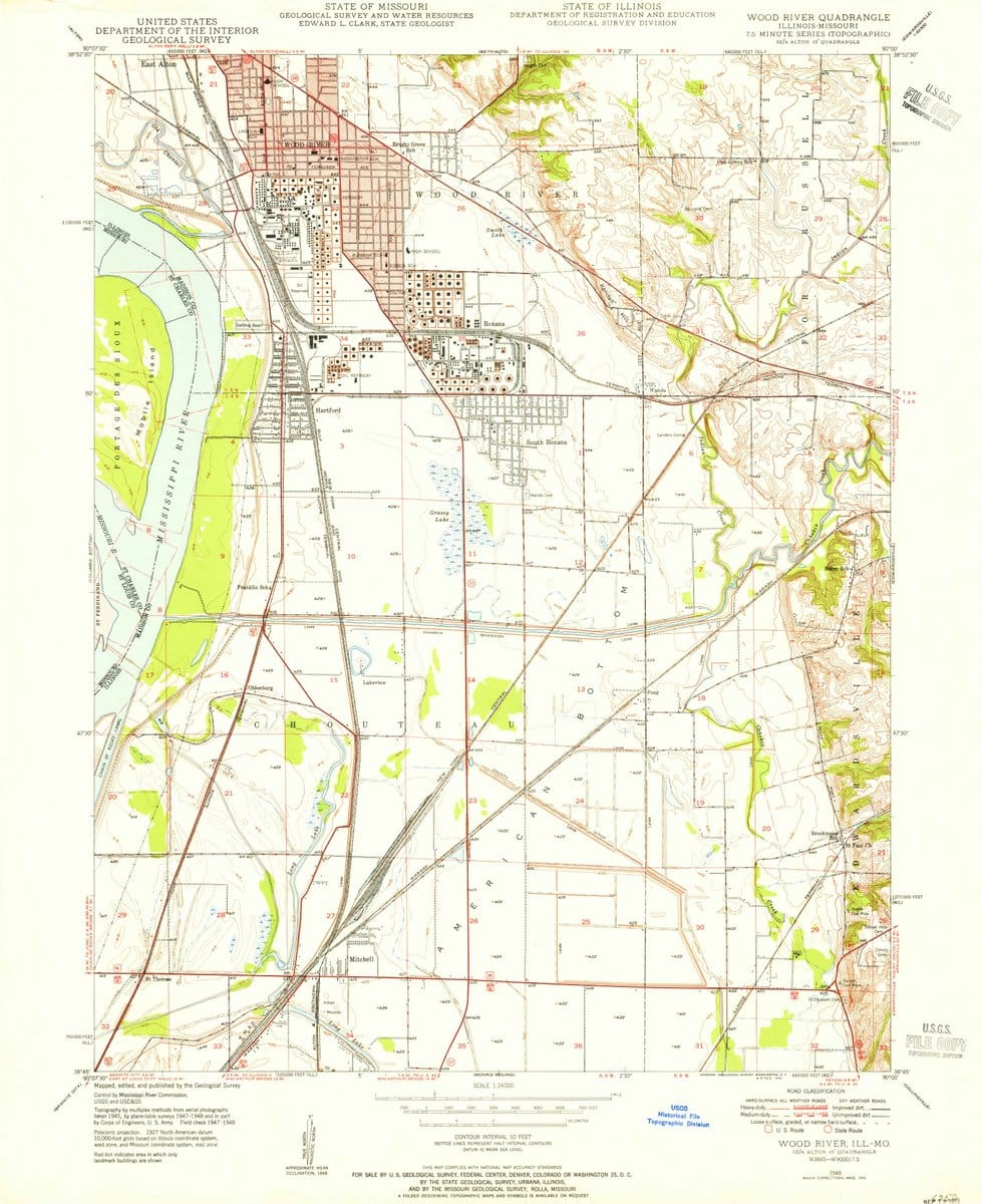 1948 Wood River, IL  - Illinois - USGS Topographic Map