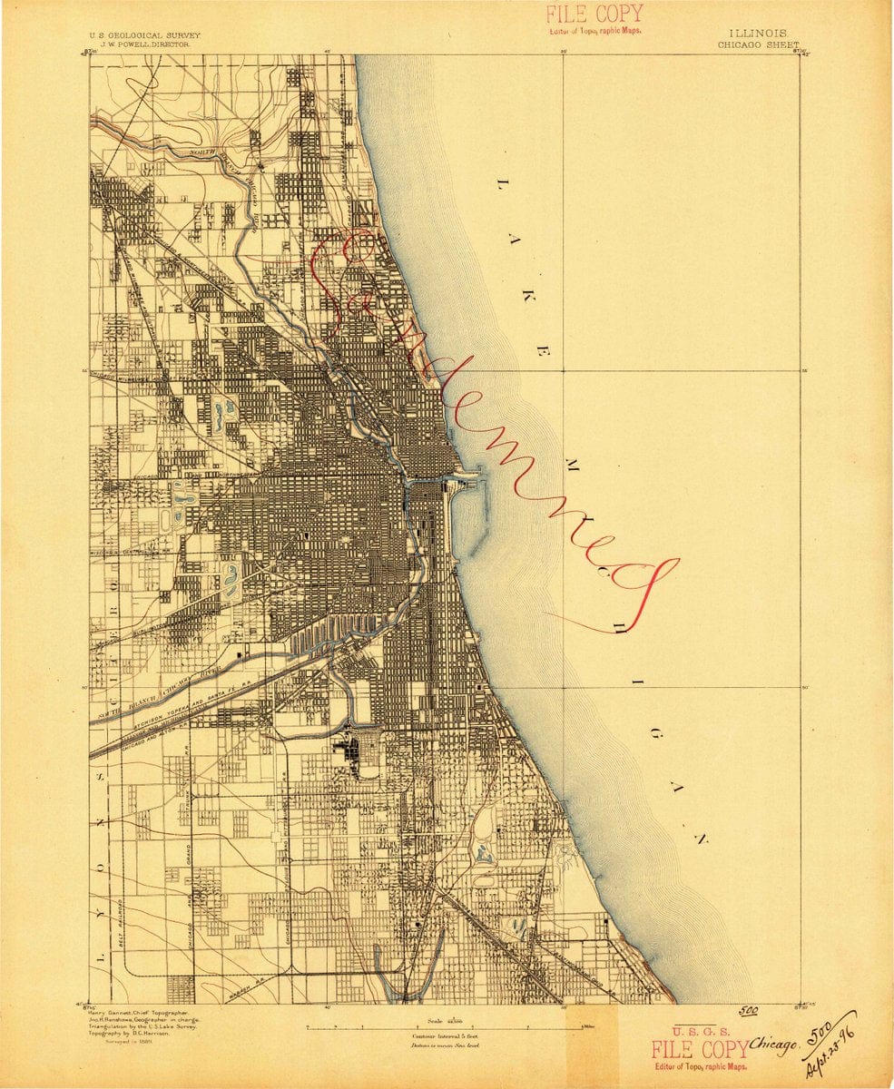 1889 Chicago, IL  - Illinois - USGS Topographic Map