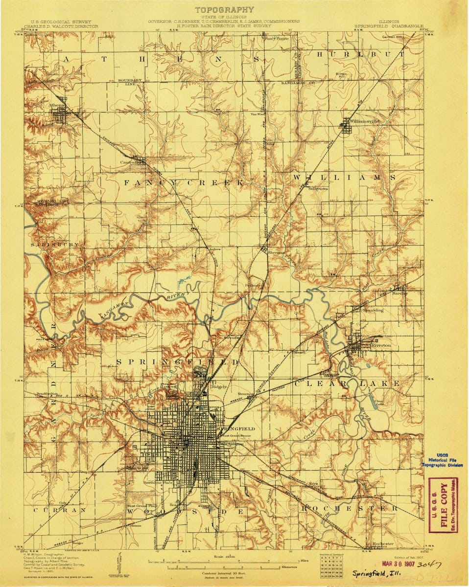 1907 Springfield, IL  - Illinois - USGS Topographic Map