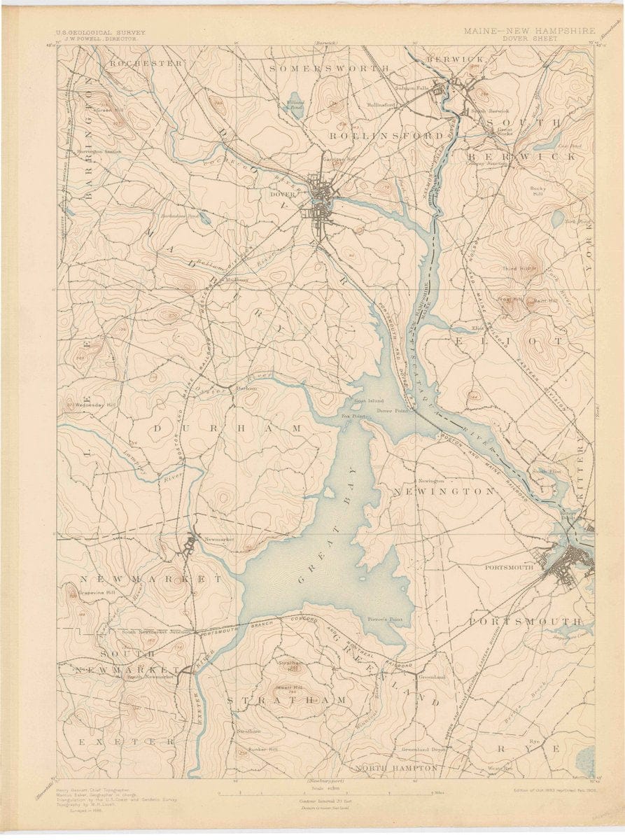 1893 Dover, NH  - New Hampshire - USGS Topographic Map