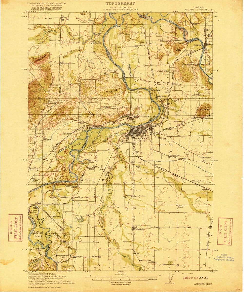 1916 Albany, OR  - Oregon - USGS Topographic Map