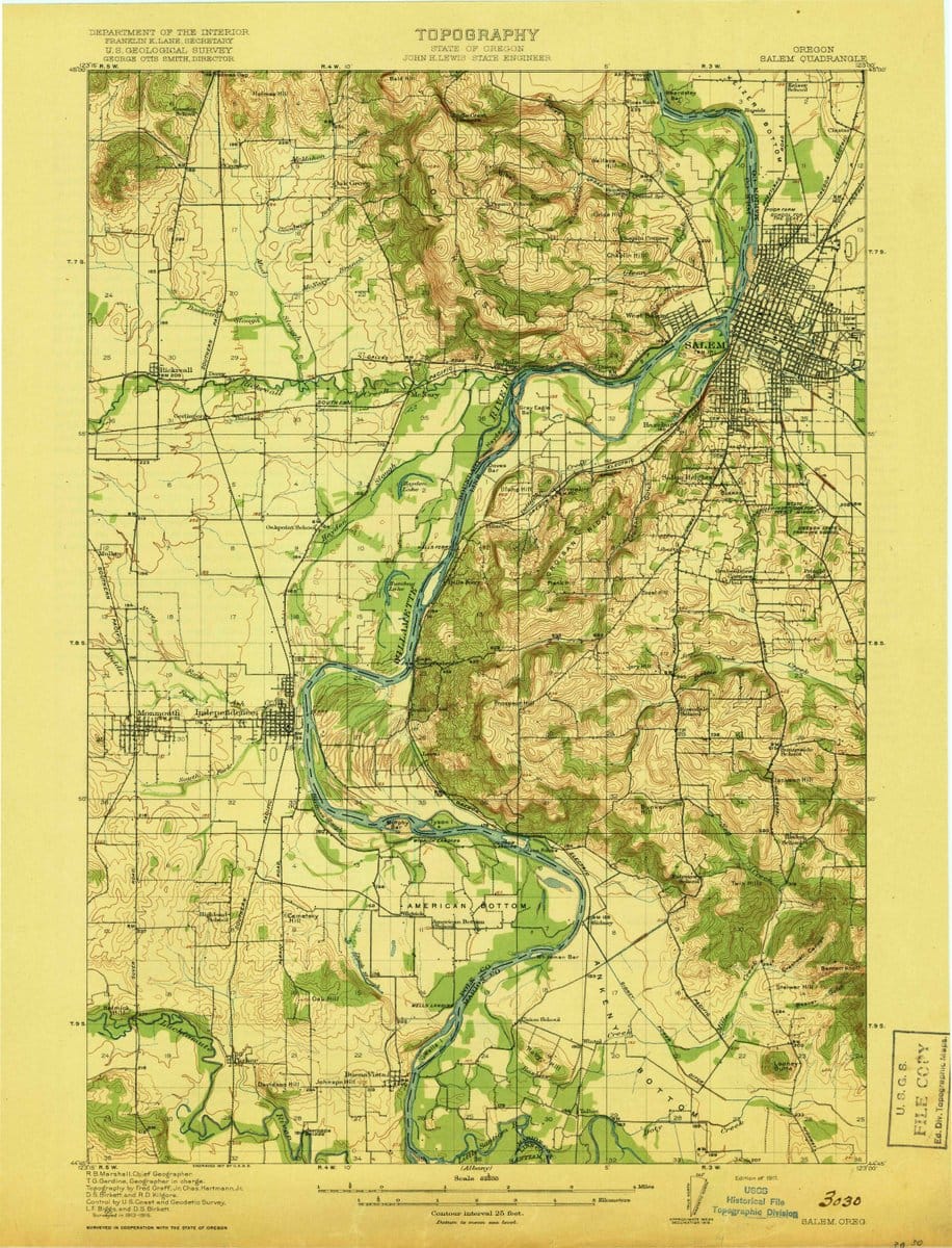 1917 Salem, OR  - Oregon - USGS Topographic Map