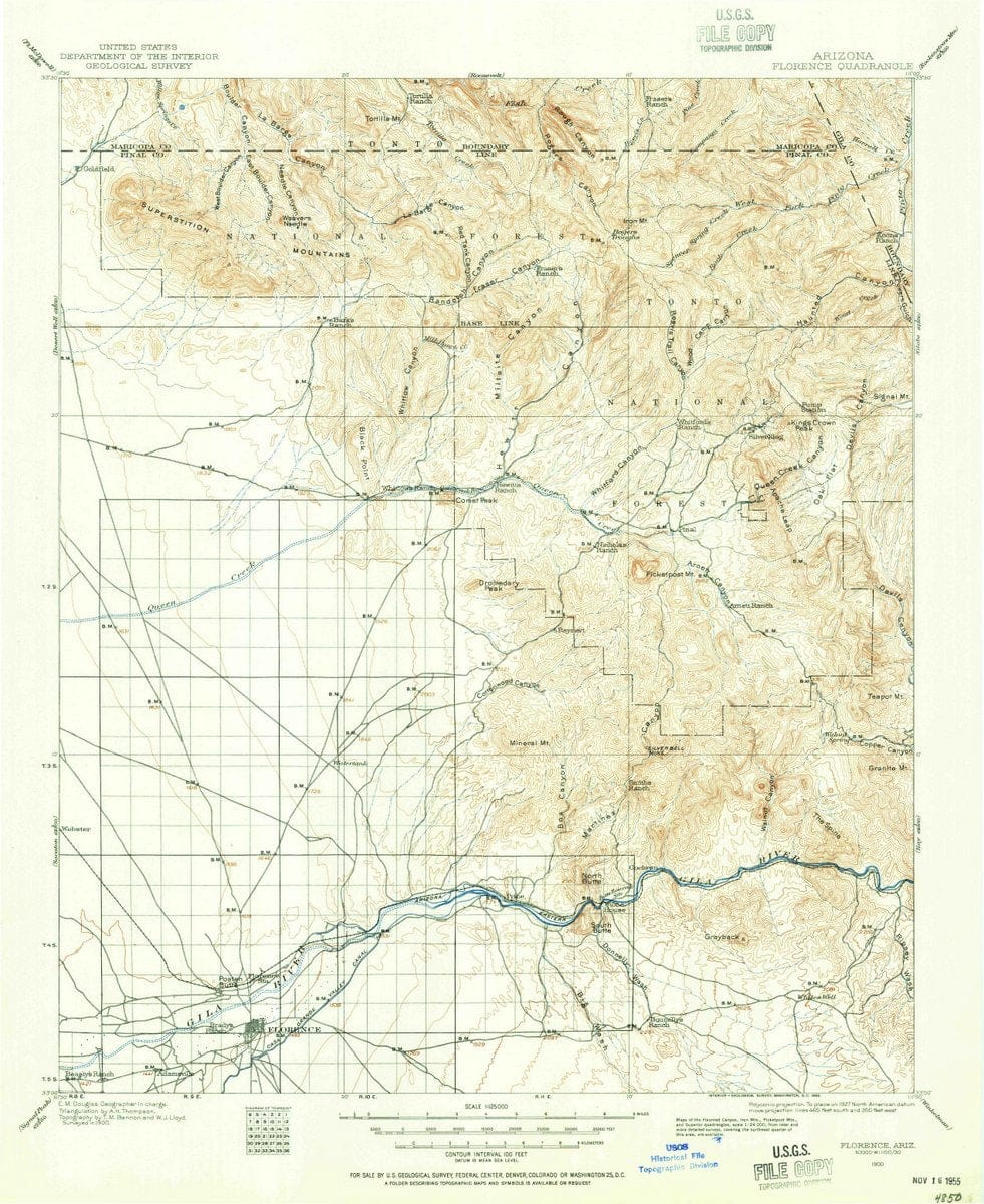 1900 Florence, AZ  - Arizona - USGS Topographic Map