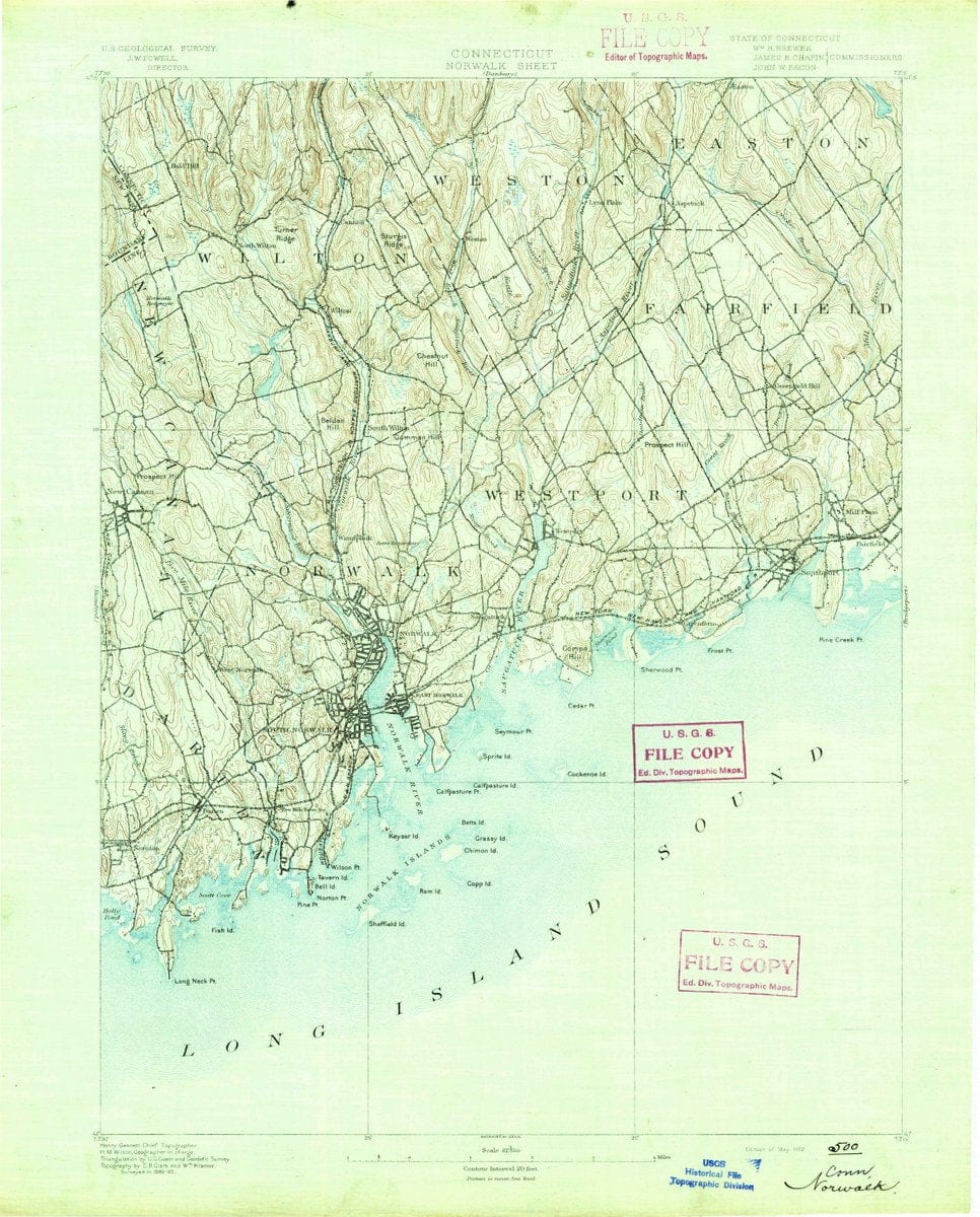 1892 Norwalk, CT  - Connecticut - USGS Topographic Map