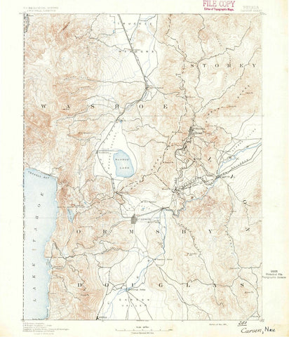 1891 Carson, NV  - Nevada - USGS Topographic Map