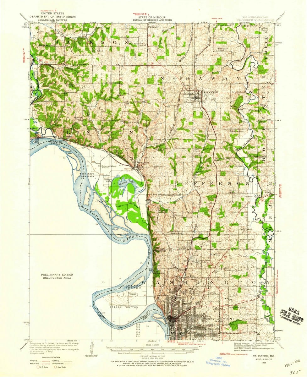 1924 St. Joseph, MO  - Missouri - USGS Topographic Map