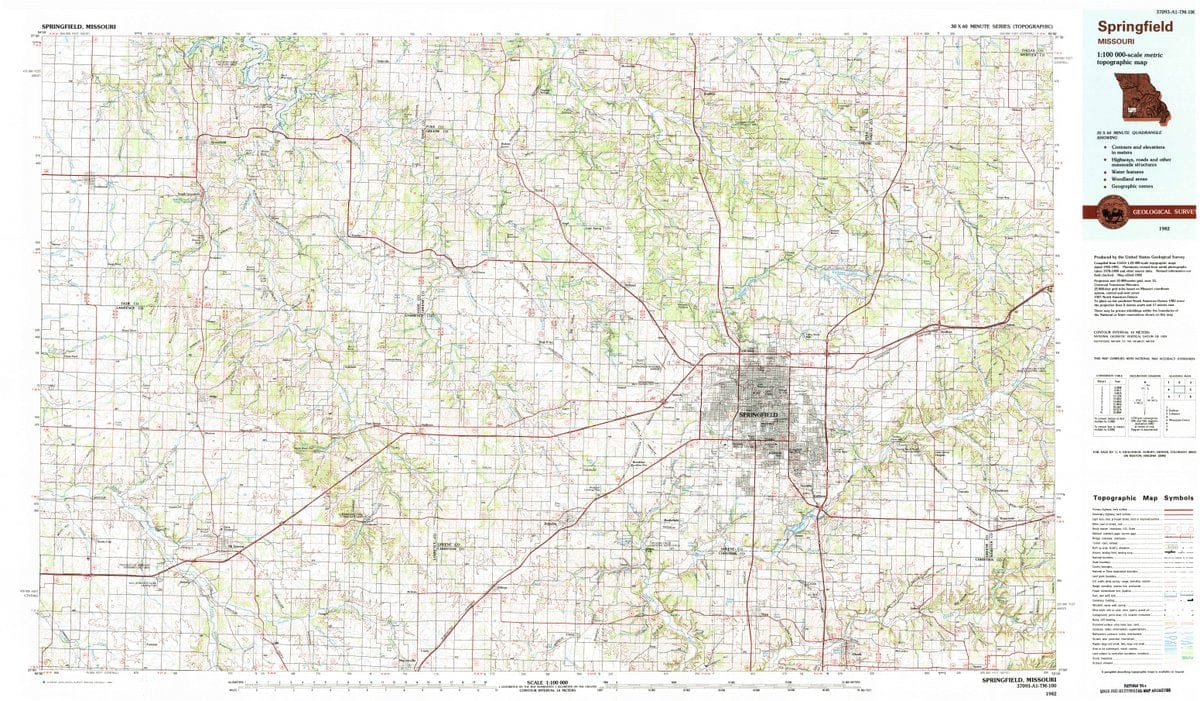 1982 Springfield, MO  - Missouri - USGS Topographic Map