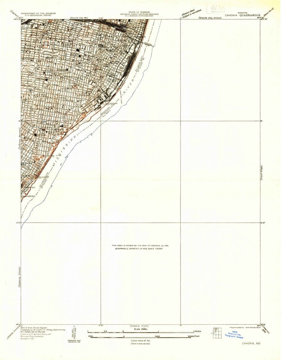 1933 Cahokia, IL  - Illinois - USGS Topographic Map