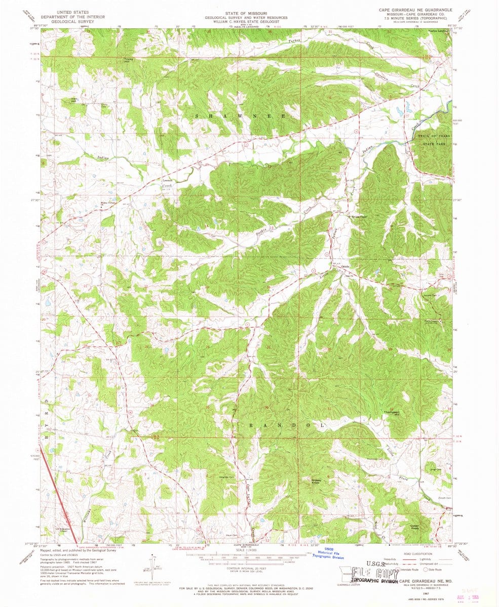 1967 Cape Girardeau, MO  - Missouri - USGS Topographic Map