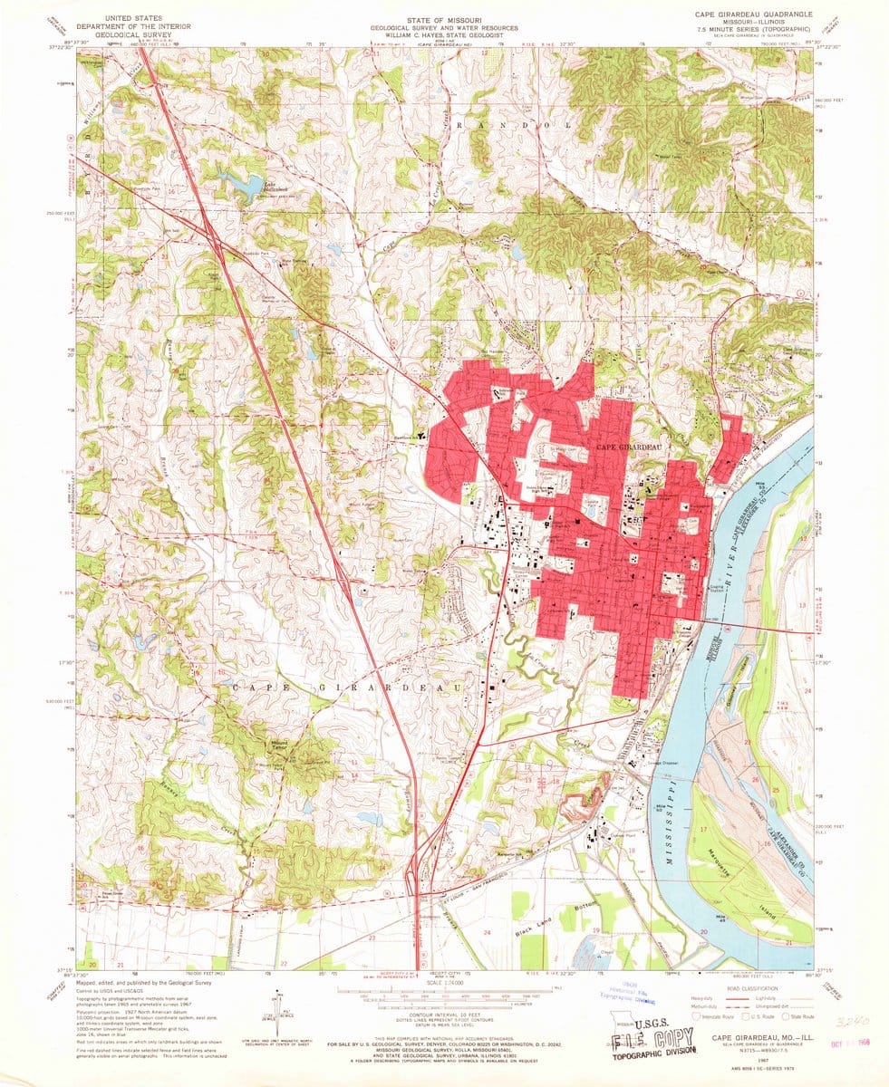 1967 Cape Girardeau, MO  - Missouri - USGS Topographic Map v2