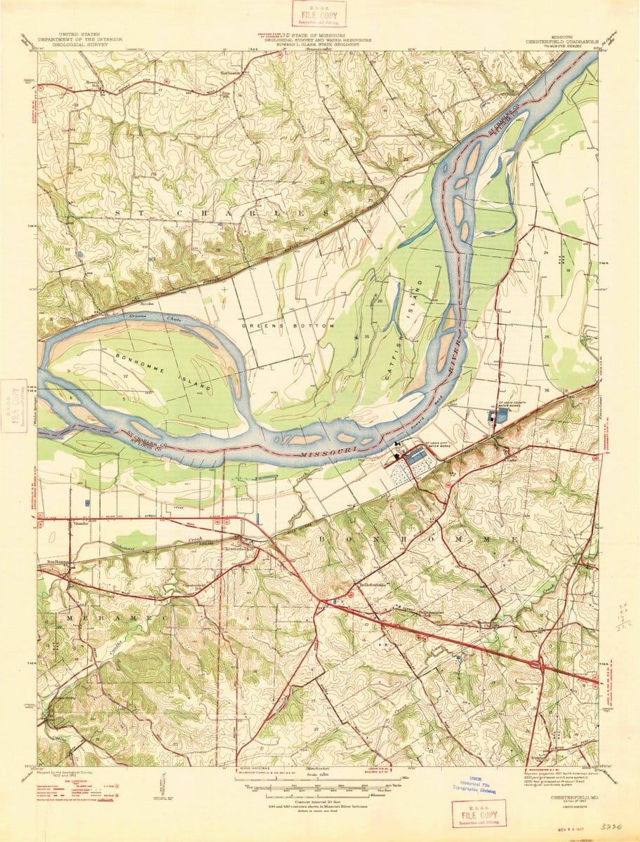 1947 Chesterfield, MO  - Missouri - USGS Topographic Map