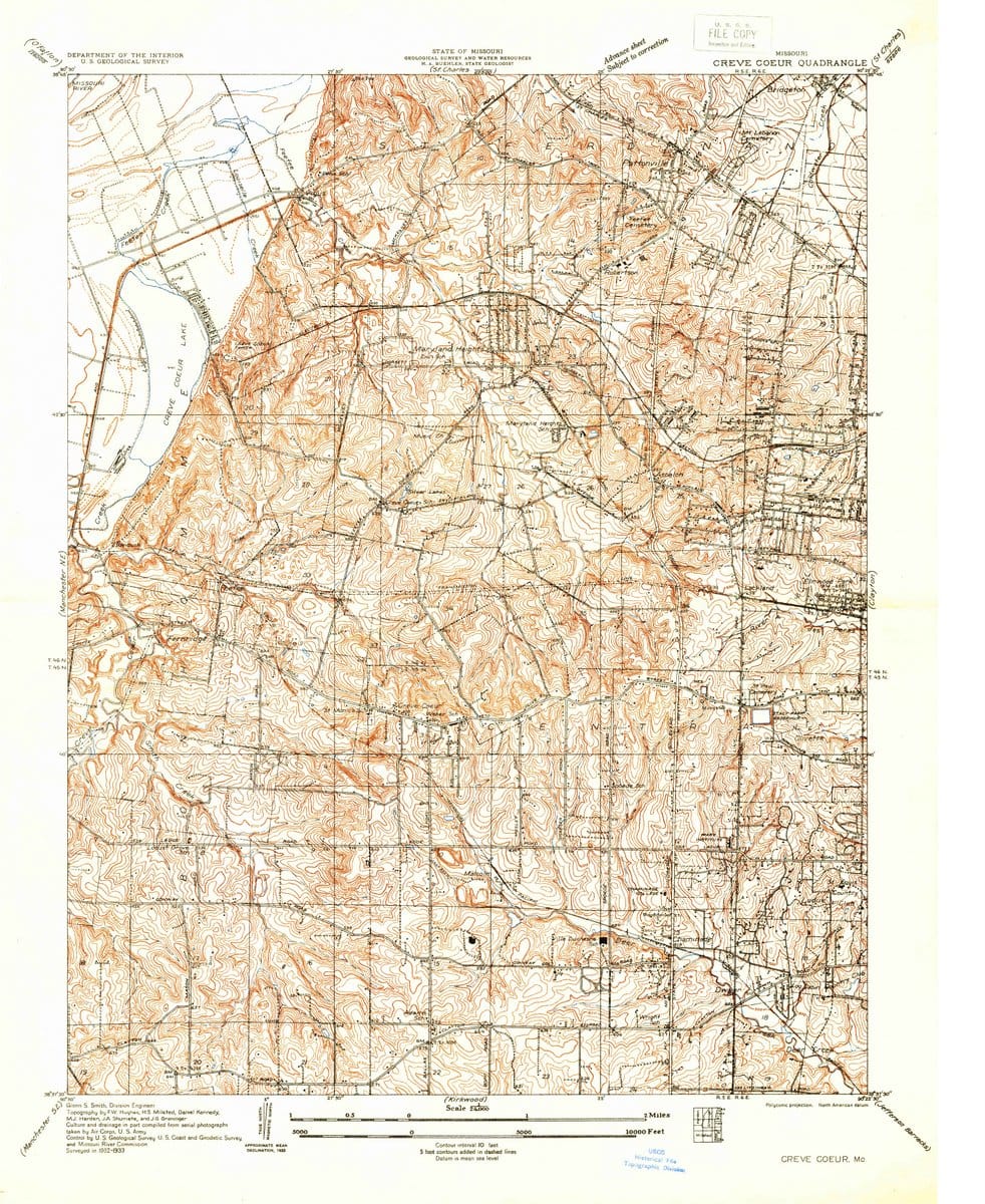 1933 Creve Coeur, MO  - Missouri - USGS Topographic Map