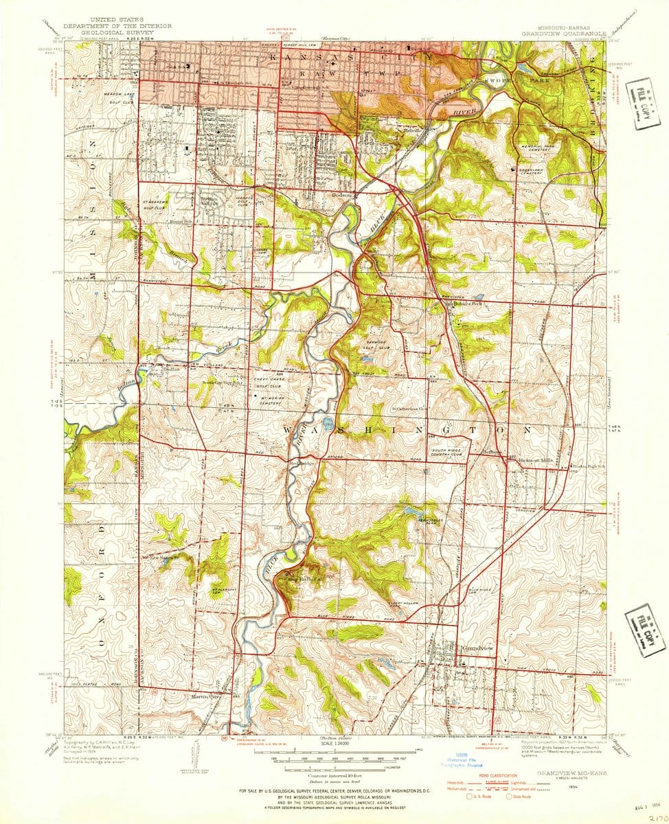 1934 Grandview, MO  - Missouri - USGS Topographic Map