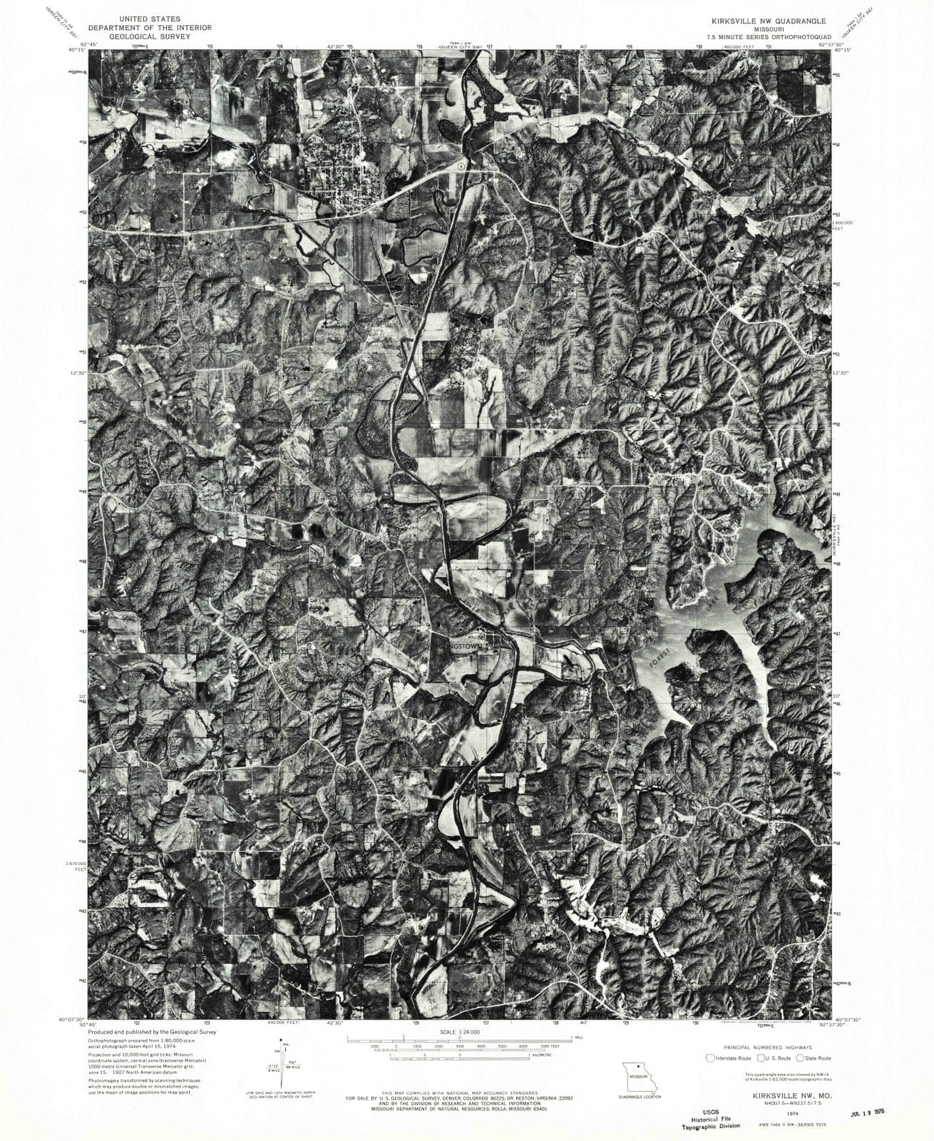 1974 Kirksville NW, MO  - Missouri - USGS Topographic Map
