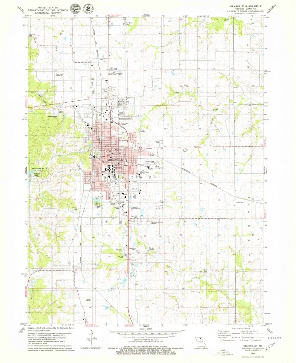 1979 Kirksville, MO  - Missouri - USGS Topographic Map
