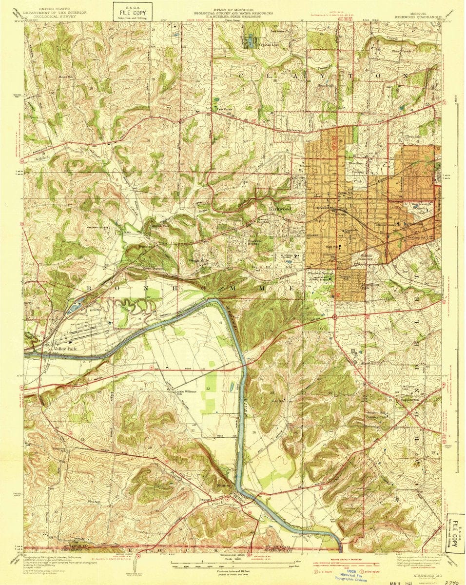 1940 Kirkwood, MO  - Missouri - USGS Topographic Map