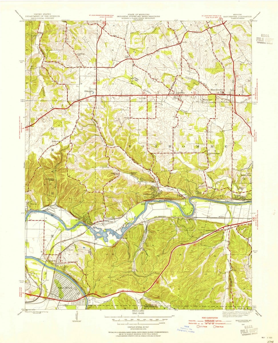 1945 Manchester, MO  - Missouri - USGS Topographic Map
