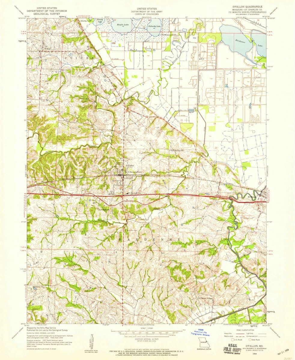 1954 O'Fallon, MO  - Missouri - USGS Topographic Map