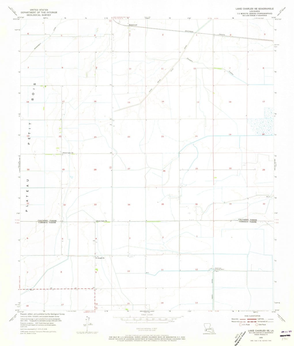 1955 Lake Charles, LA  - Louisiana - USGS Topographic Map