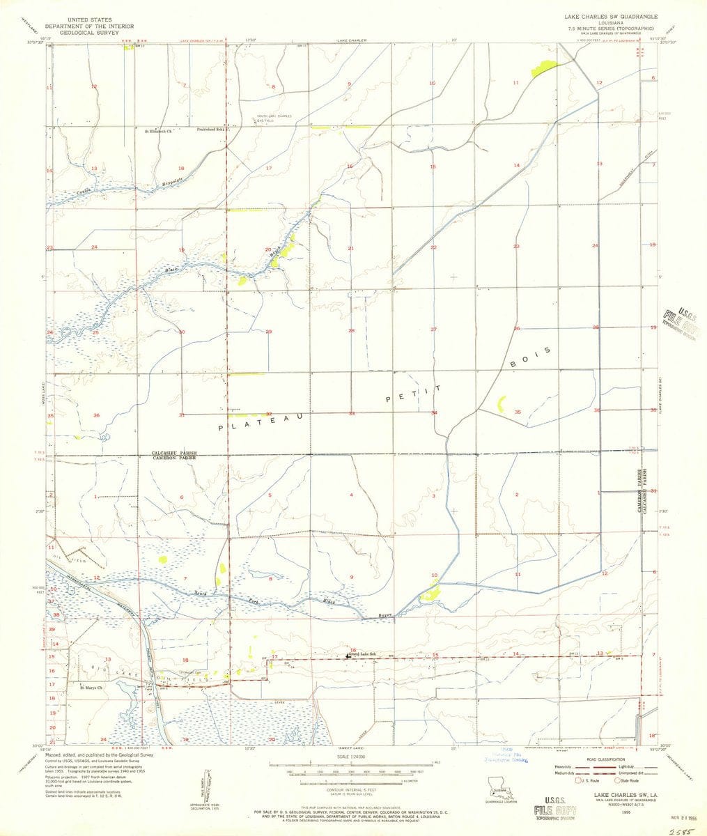 1955 Lake Charles, LA  - Louisiana - USGS Topographic Map v2