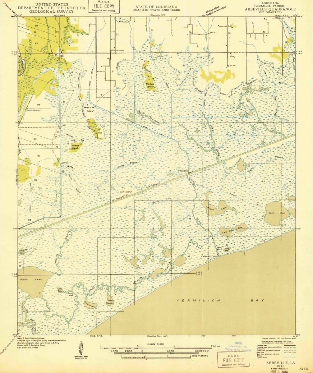 1932 Abbeville SE, LA  - Louisiana - USGS Topographic Map