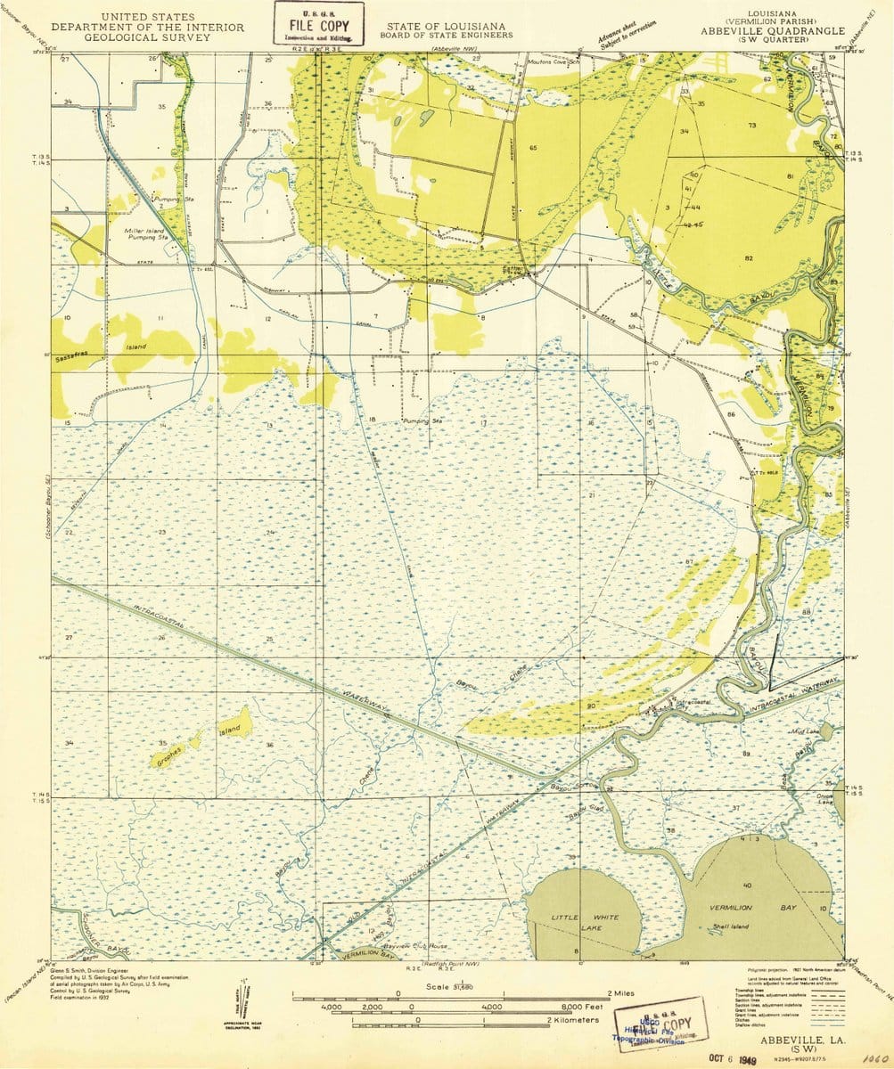 1932 Abbeville SW, LA  - Louisiana - USGS Topographic Map