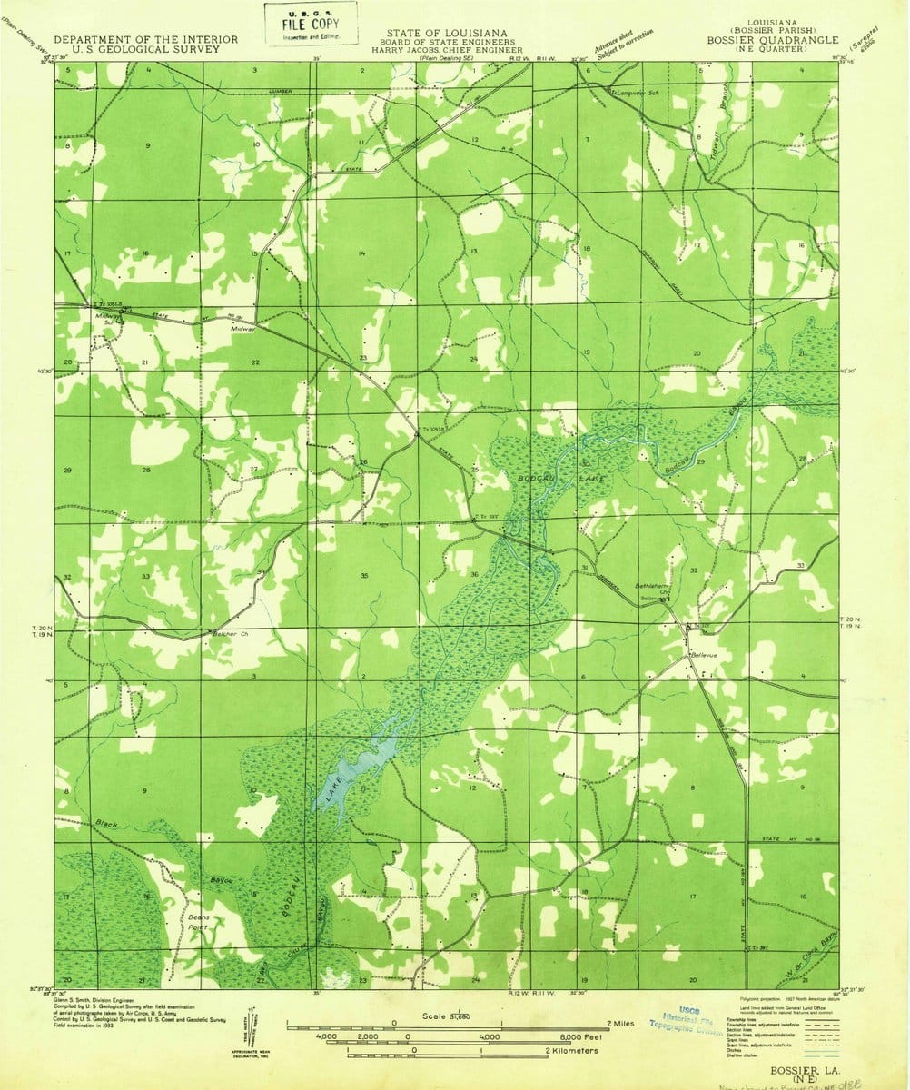 1932 Bossier NE, LA  - Louisiana - USGS Topographic Map