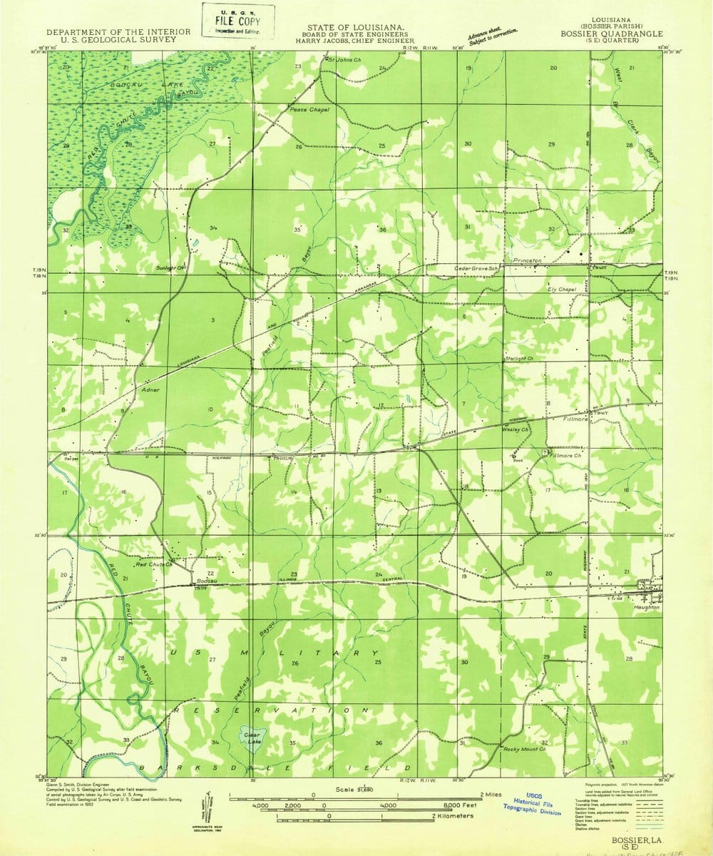 1932 Bossier SE, LA  - Louisiana - USGS Topographic Map