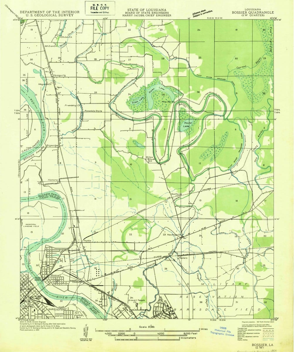 1932 Bossier SW, LA  - Louisiana - USGS Topographic Map