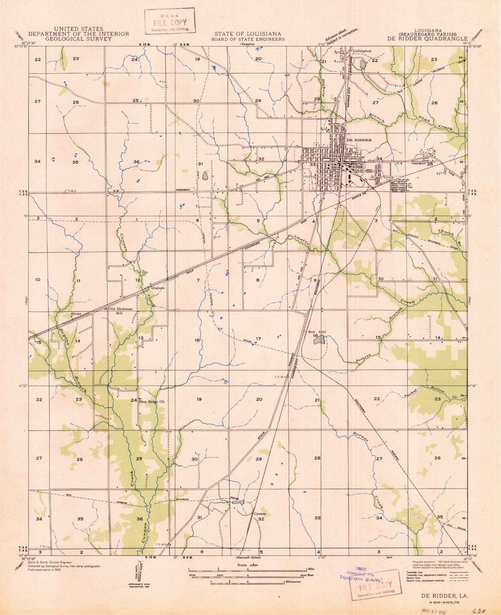 1947 Deridder, LA  - Louisiana - USGS Topographic Map