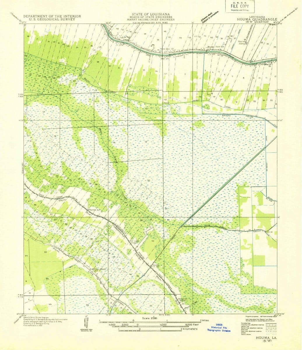 1932 Houma NW, LA  - Louisiana - USGS Topographic Map