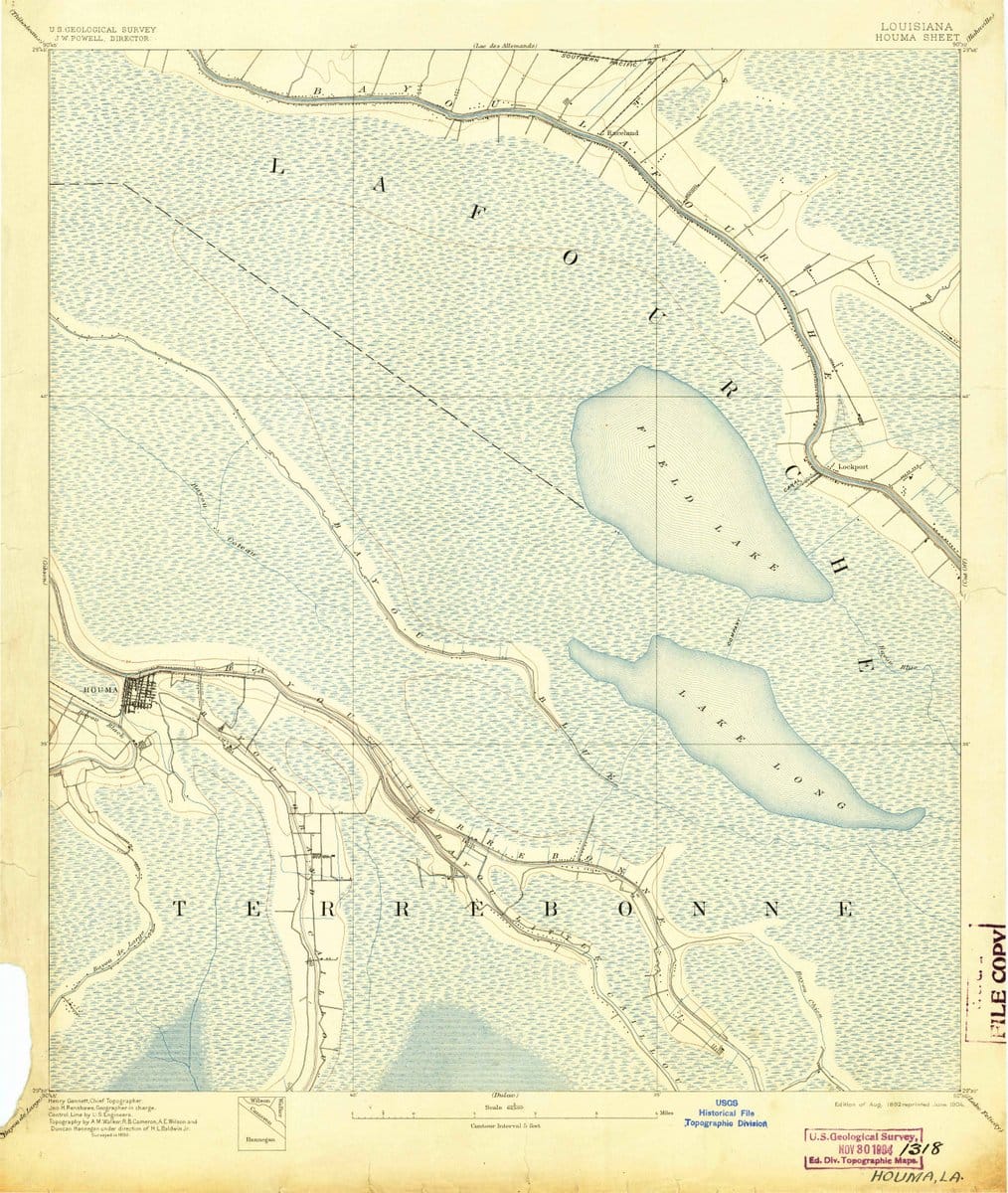 1892 Houma, LA  - Louisiana - USGS Topographic Map