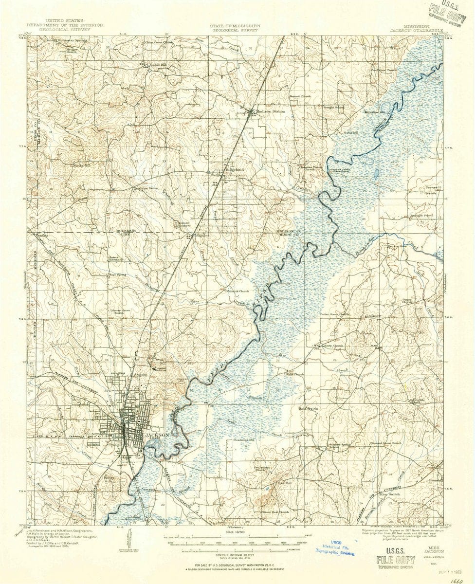 1905 Jackson, MS  - Mississippi - USGS Topographic Map
