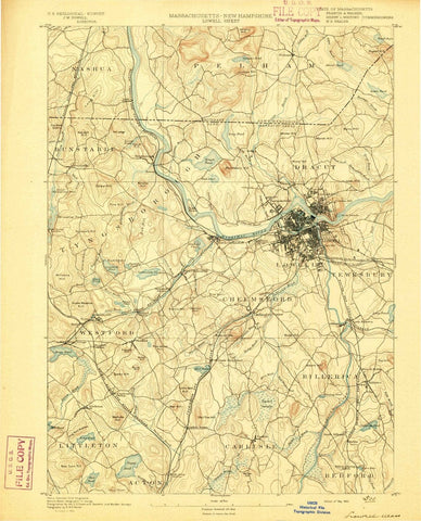 1893 Lowell, MA  - Massachusetts - USGS Topographic Map