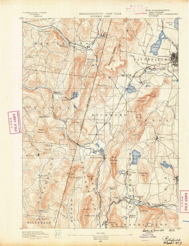 1890 Pittsfield, MA  - Massachusetts - USGS Topographic Map