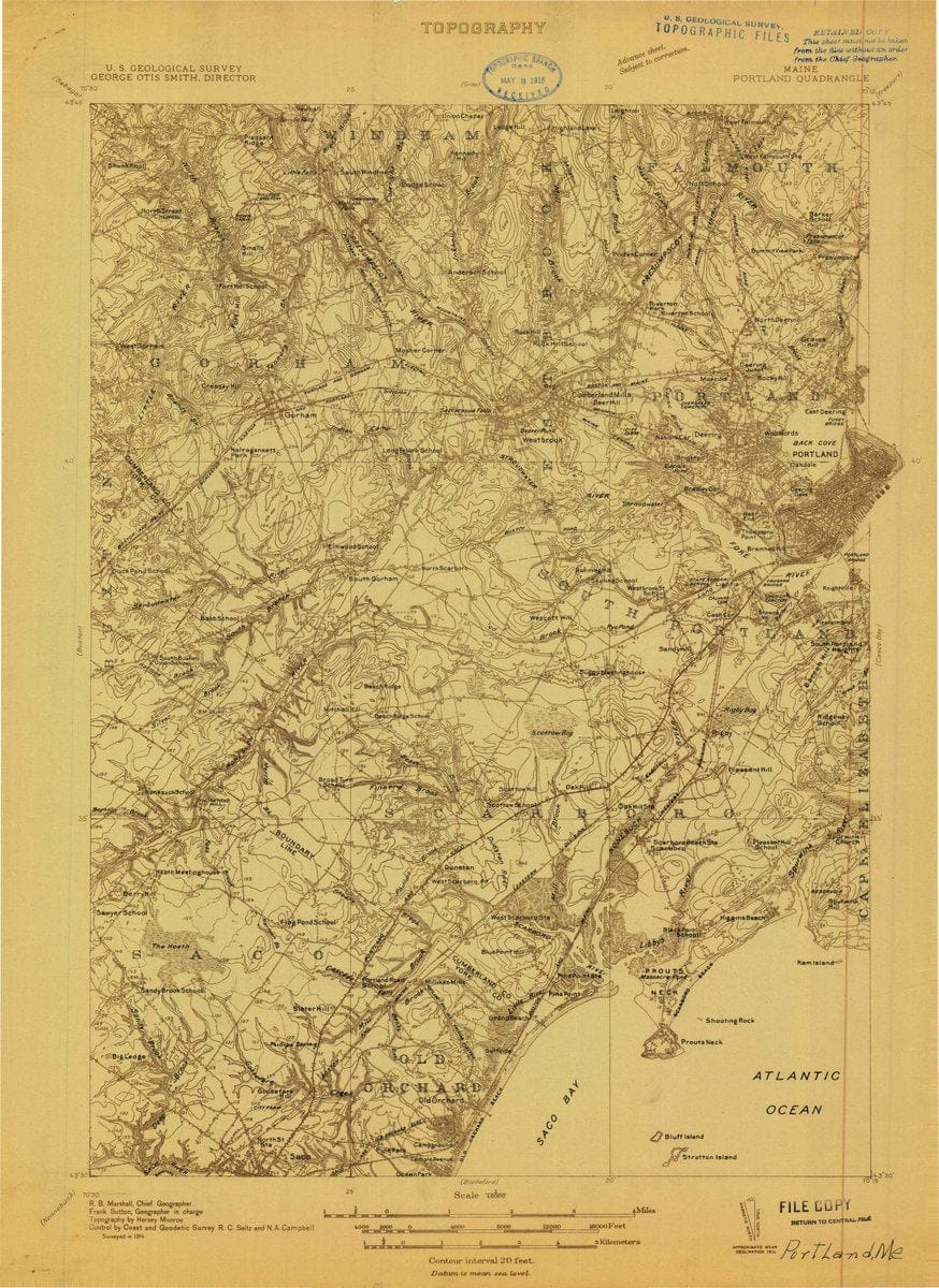 1914 Portland, ME  - Maine - USGS Topographic Map