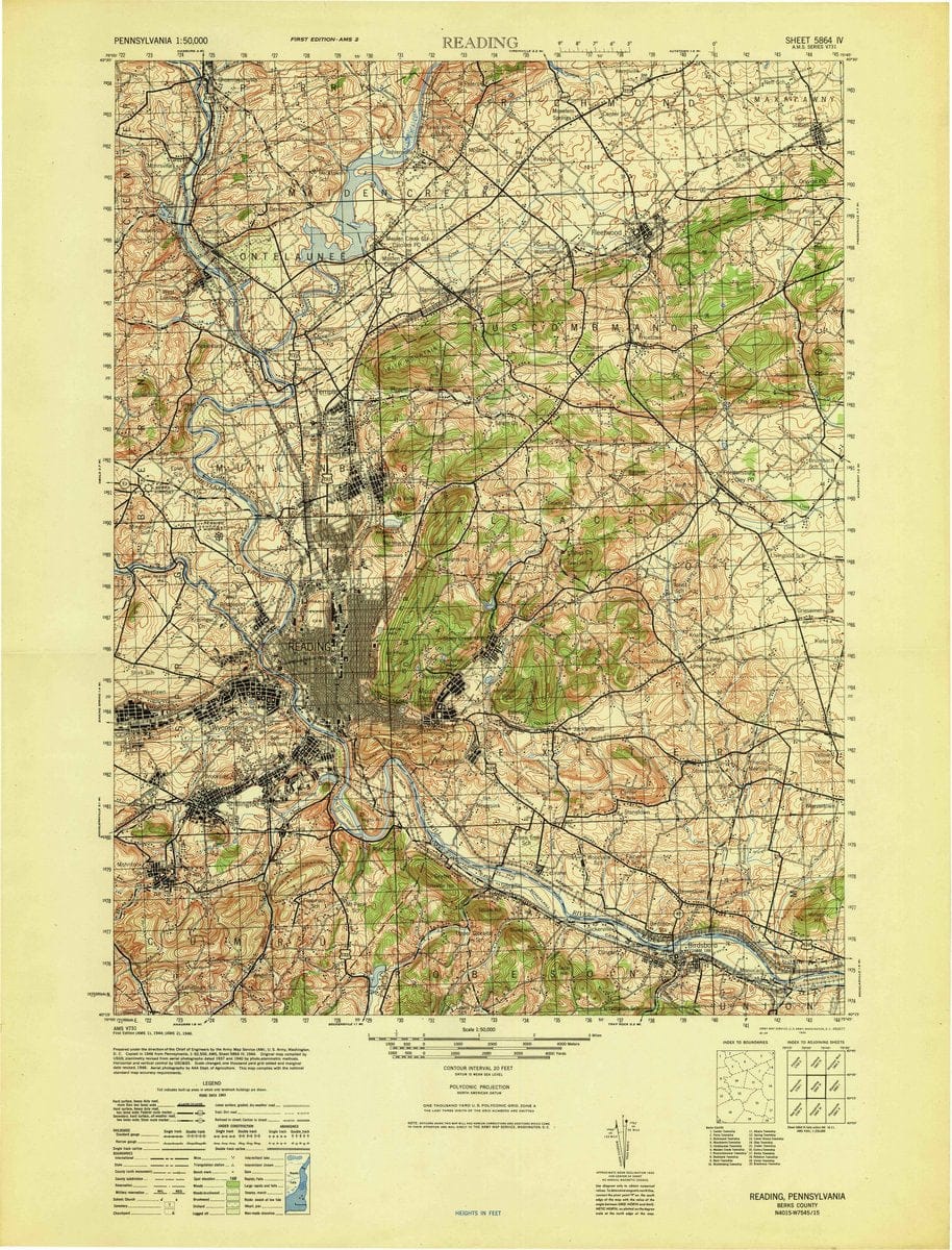1946 Reading, PA  - Pennsylvania - USGS Topographic Map